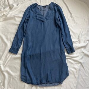 Joe Fresh Chambray Denim Tunic Dress V-Neck Medium